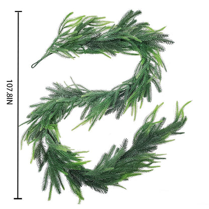 6/9 ft Christmas Norfolk Pine wreath Artificial green wreath suitable for indoor and outdoor winter Christmas decorations