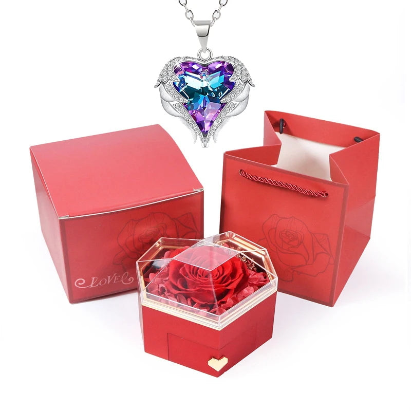 Love heart eternal rose jewelry box