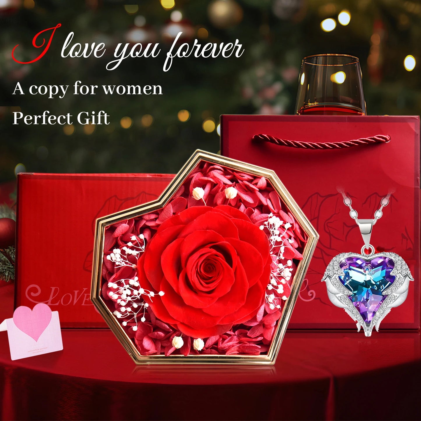 Love heart eternal rose jewelry box