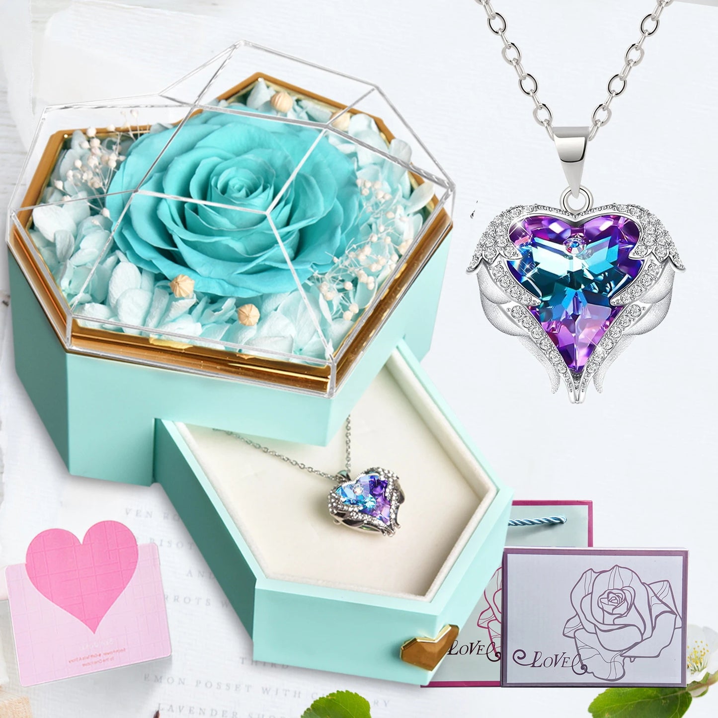 Love heart eternal rose jewelry box