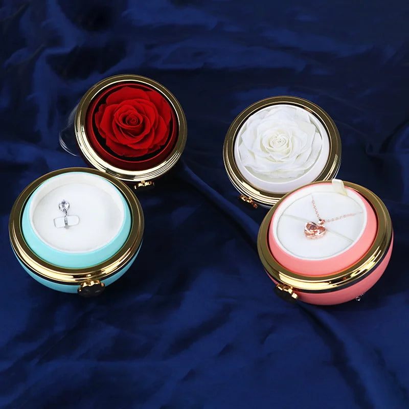 Round spin Eternal Rose Jewelry box OO Necklace