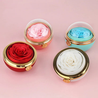 Round Eternal Flower revolving rose jewelry box