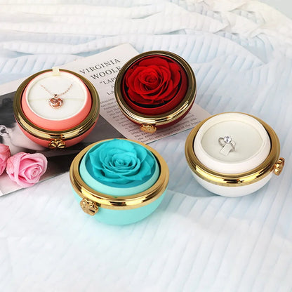 Round spin Eternal Rose Jewelry box OO Necklace