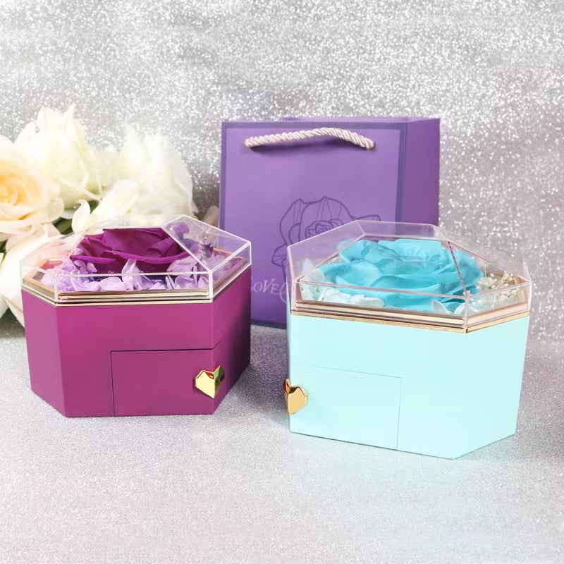 Love heart eternal rose jewelry box