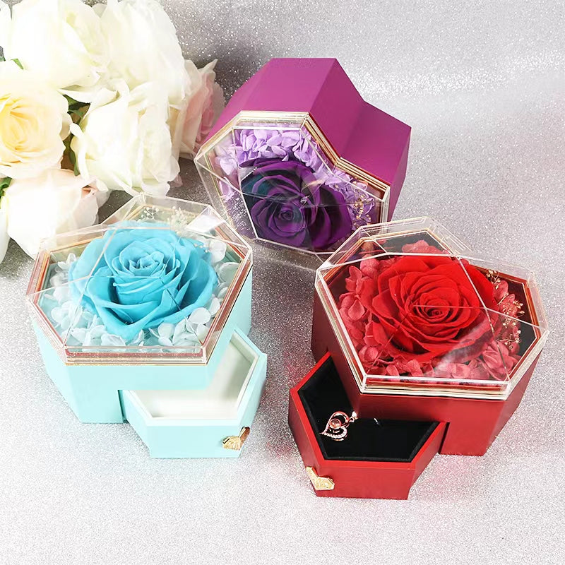 Love heart eternal rose jewelry box