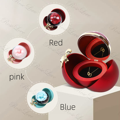 2025 new round bow rose jewelry box engraved name necklace Valentine's Day birthday anniversary gift