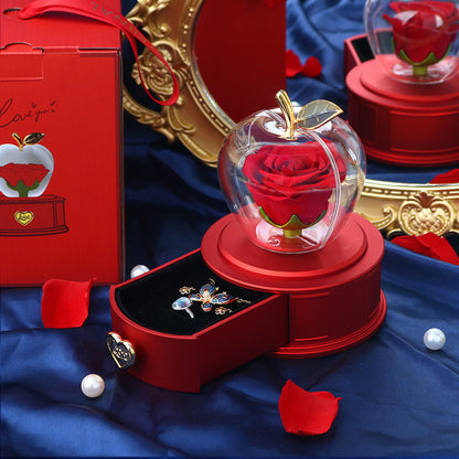 2025 new Christmas apple gift box acrylic eternal rose jewelry box necklace for younger gifts