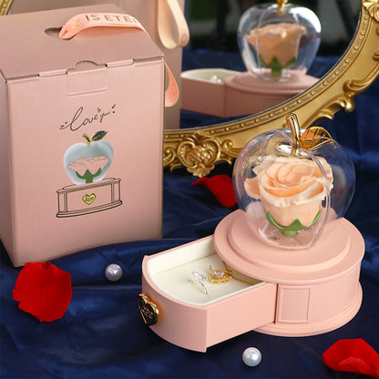 2025 new Christmas apple gift box acrylic eternal rose jewelry box necklace for younger gifts