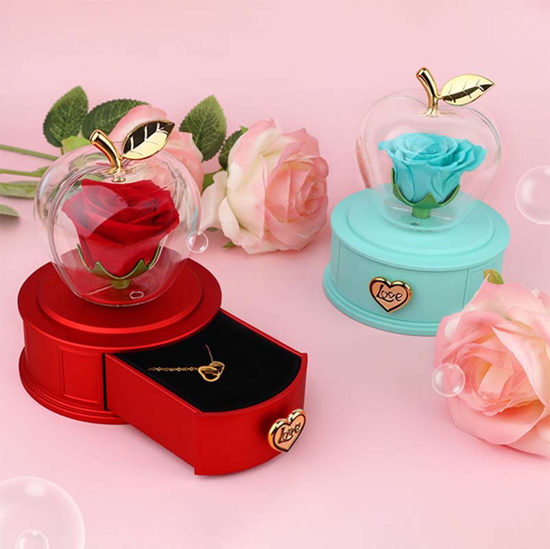 2025 new Christmas apple gift box acrylic eternal rose jewelry box necklace for younger gifts