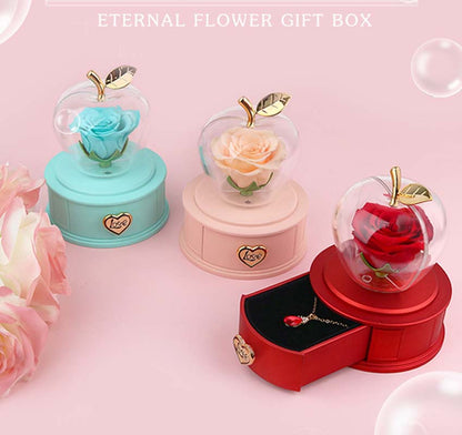 2025 new Christmas apple gift box acrylic eternal rose jewelry box necklace for younger gifts