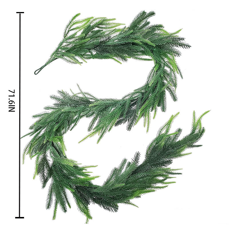 6/9 ft Christmas Norfolk Pine wreath Artificial green wreath suitable for indoor and outdoor winter Christmas decorations