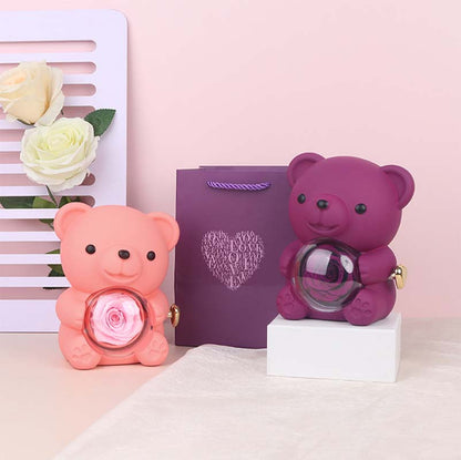 Hug Bear Spin Eternal Flower jewelry box necklace gift