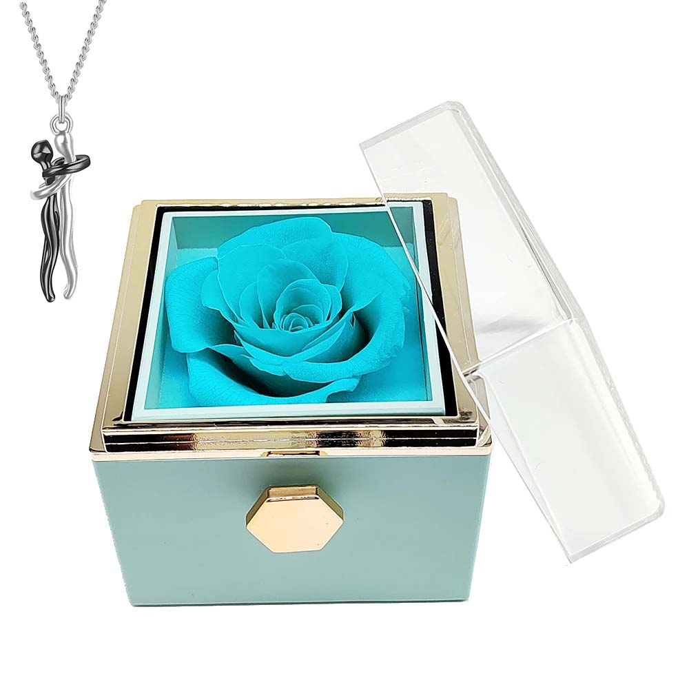 Eternal flower rotating jewelry box Hug necklace girlfriend Christmas Valentine gift