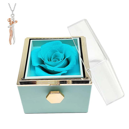 Eternal flower rotating jewelry box Hug necklace girlfriend Christmas Valentine gift