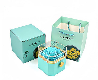 New revolving eternal rose jewelry box and engraved love necklace for girlfriend and wife Valentine's Day birthday gift