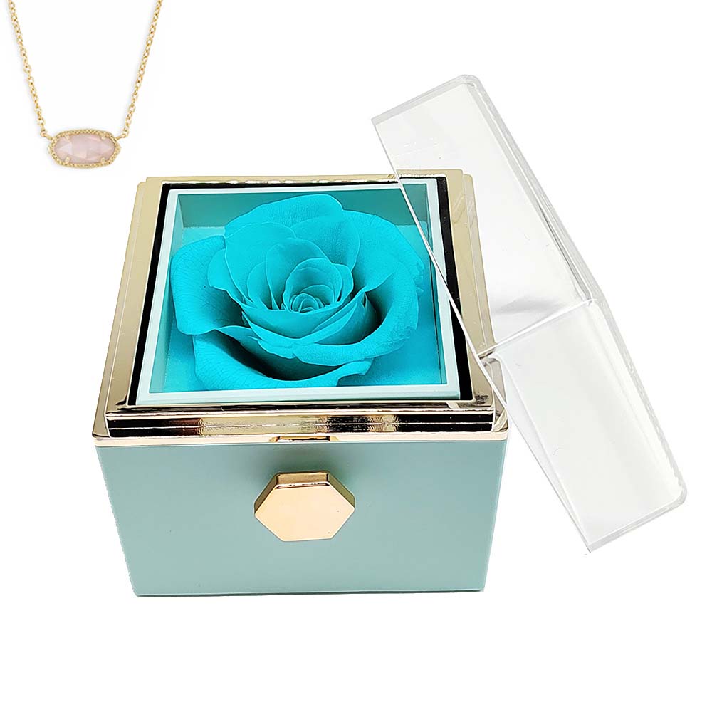 Spin Eternal Flower Jewelry Box of natural crystal necklace Gift