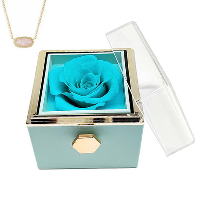 Spin Eternal Flower Jewelry Box of natural crystal necklace Gift