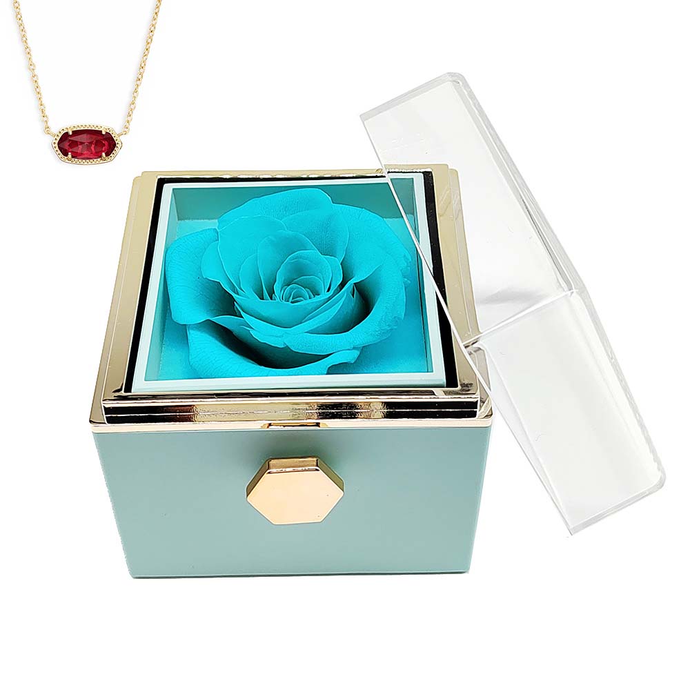 Spin Eternal Flower Jewelry Box of natural crystal necklace Gift