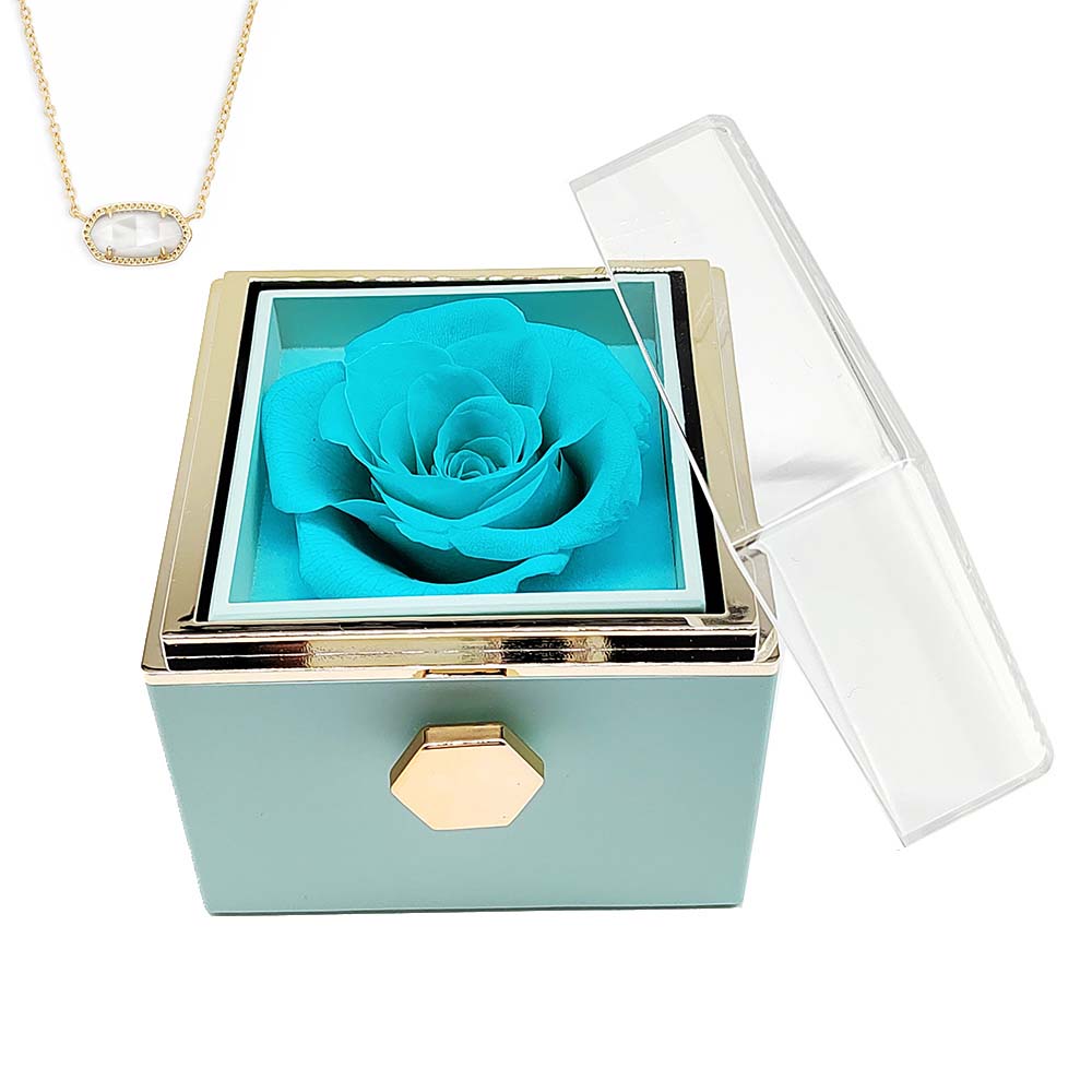 Spin Eternal Flower Jewelry Box of natural crystal necklace Gift