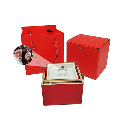 100 Languages I Love You Custom Photo Projection Ring With Rotating Rose box