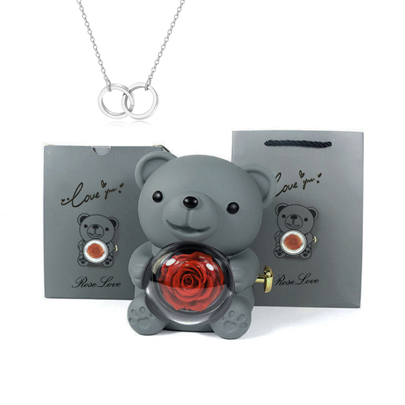 Joyero con collar de oso rosa eterna