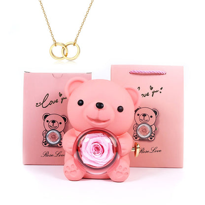 Joyero con collar de oso rosa eterna