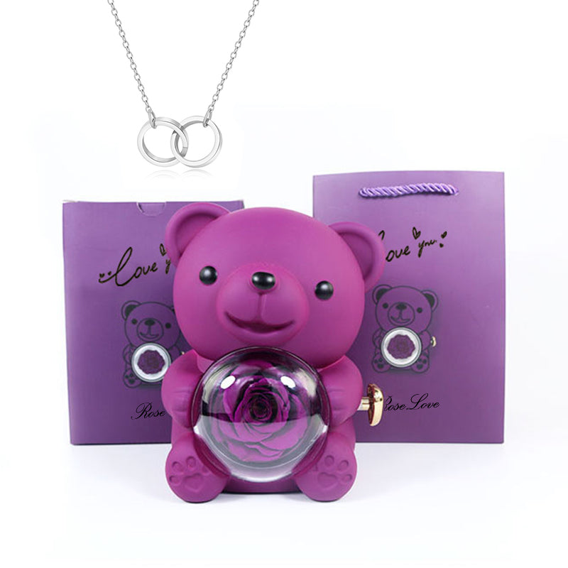 Joyero con collar de oso rosa eterna