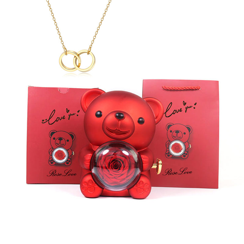 Joyero con collar de oso rosa eterna