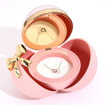 2025 new round bow rose jewelry box engraved name necklace Valentine's Day birthday anniversary gift