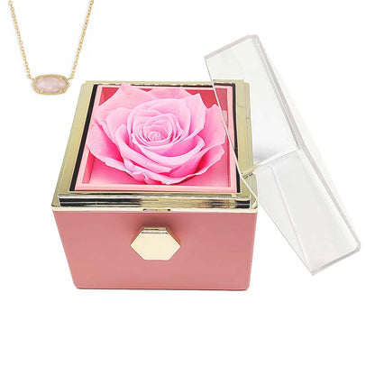 Spin Eternal Flower Jewelry Box of natural crystal necklace Gift