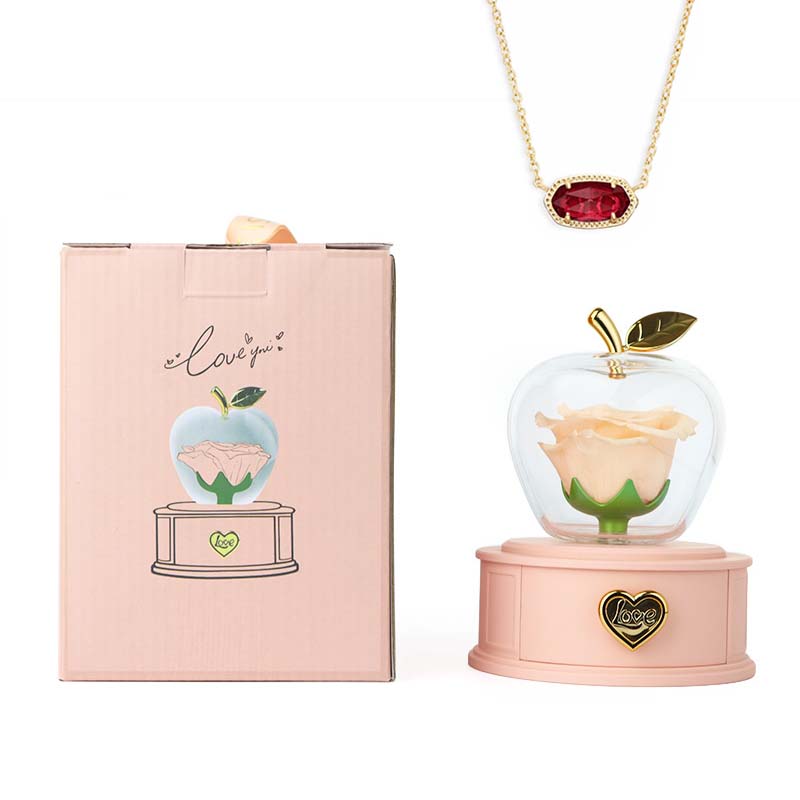 2025 new Christmas apple gift box acrylic eternal rose jewelry box necklace for younger gifts