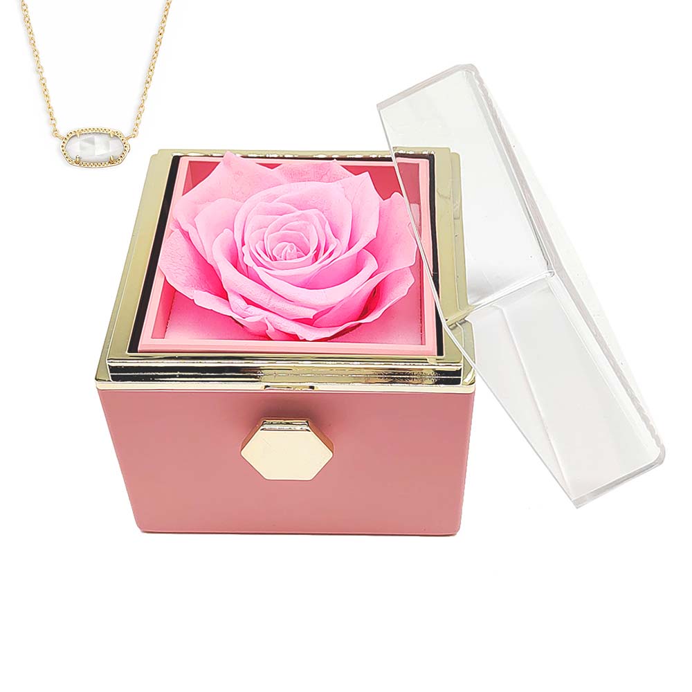 Spin Eternal Flower Jewelry Box of natural crystal necklace Gift