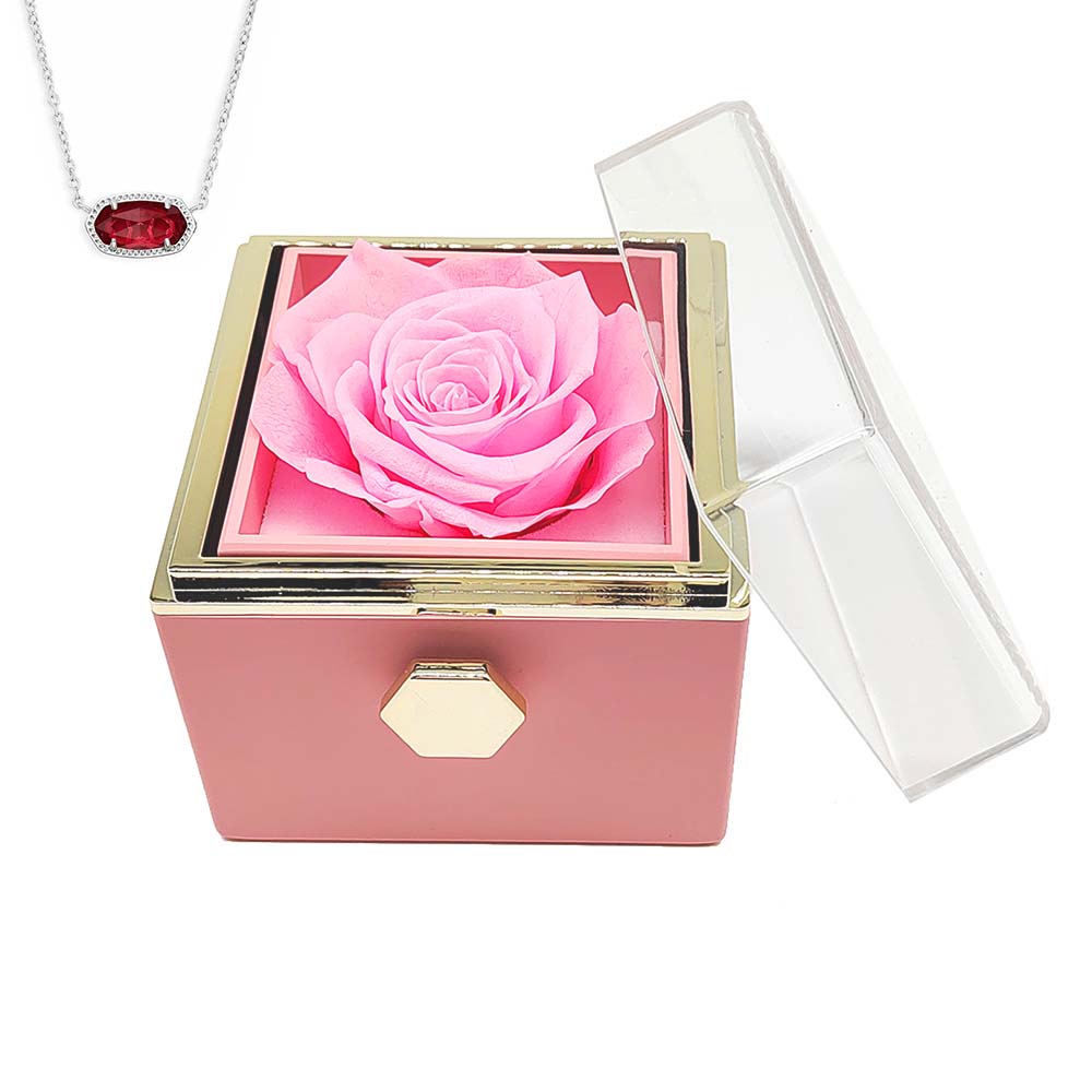 Spin Eternal Flower Jewelry Box of natural crystal necklace Gift