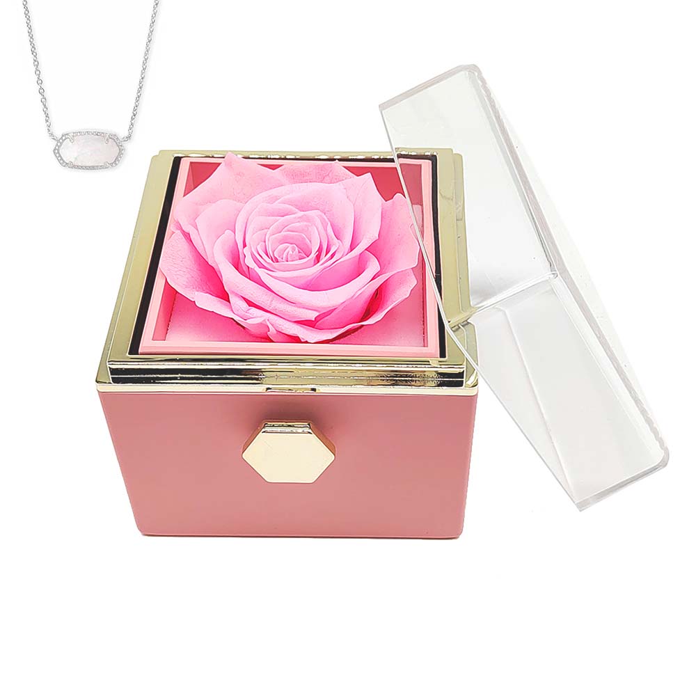 Spin Eternal Flower Jewelry Box of natural crystal necklace Gift