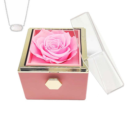 Spin Eternal Flower Jewelry Box of natural crystal necklace Gift