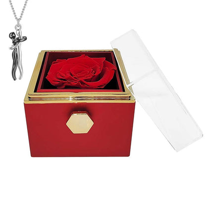 Eternal flower rotating jewelry box Hug necklace girlfriend Christmas Valentine gift