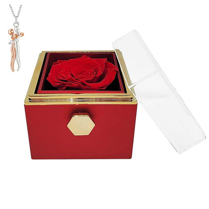 Eternal flower rotating jewelry box Hug necklace girlfriend Christmas Valentine gift