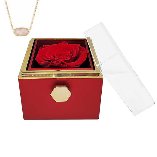 Spin Eternal Flower Jewelry Box of natural crystal necklace Gift