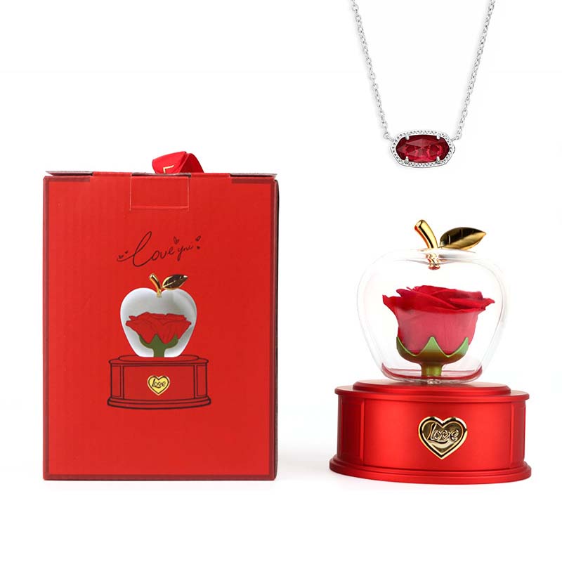 2025 new Christmas apple gift box acrylic eternal rose jewelry box necklace for younger gifts