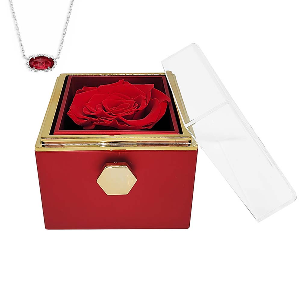 Spin Eternal Flower Jewelry Box of natural crystal necklace Gift