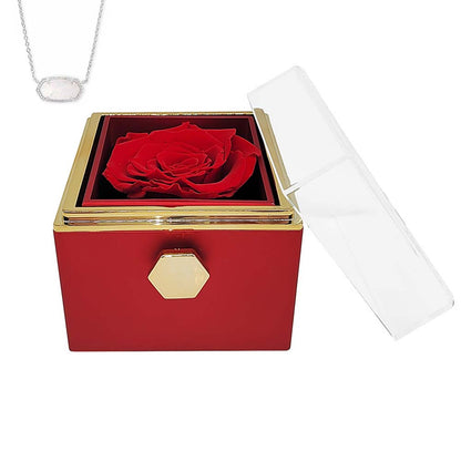 Spin Eternal Flower Jewelry Box of natural crystal necklace Gift