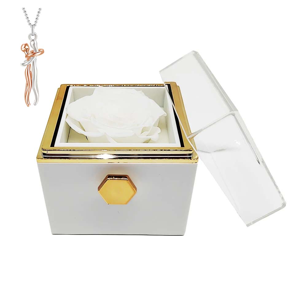 Eternal flower rotating jewelry box Hug necklace girlfriend Christmas Valentine gift