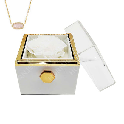 Spin Eternal Flower Jewelry Box of natural crystal necklace Gift