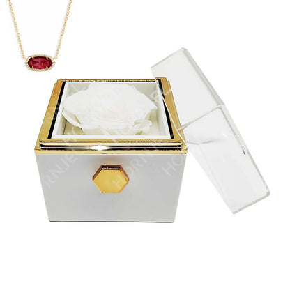 Spin Eternal Flower Jewelry Box of natural crystal necklace Gift