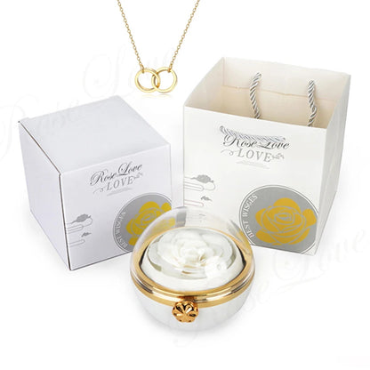 Round spin Eternal Rose Jewelry box OO Necklace