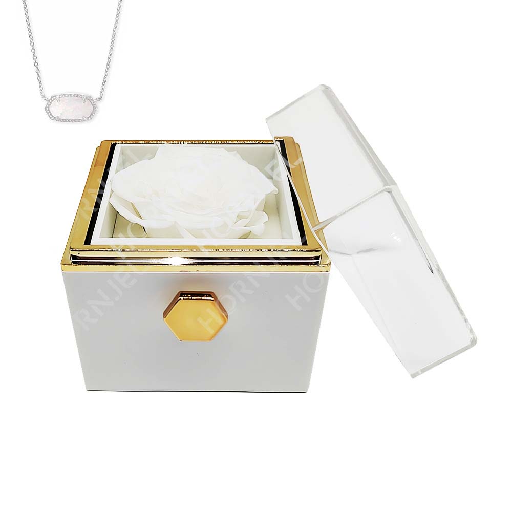 Spin Eternal Flower Jewelry Box of natural crystal necklace Gift