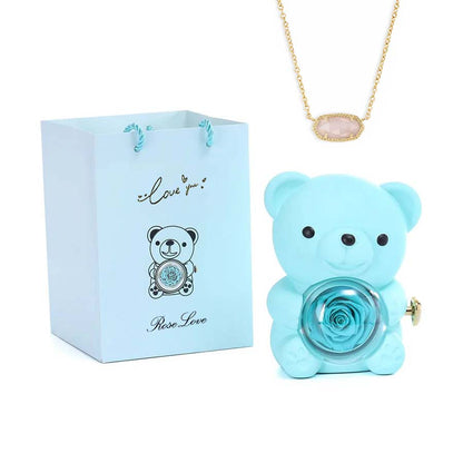 Hug Bear Spin Eternal Flower jewelry box necklace gift