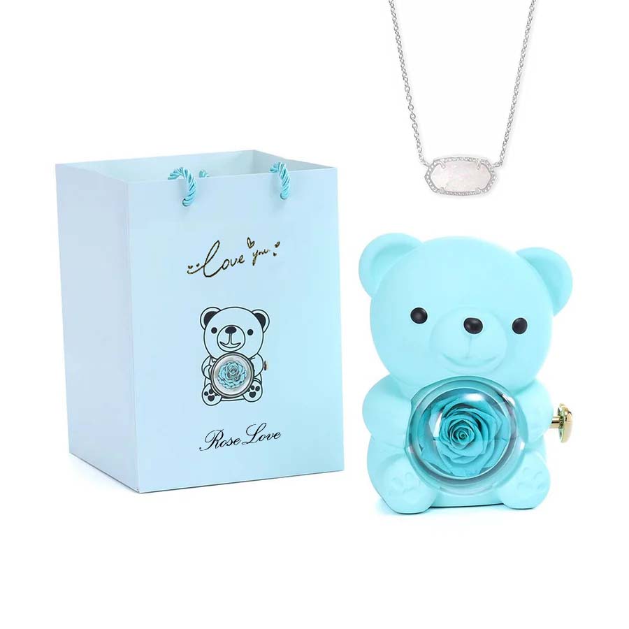 Hug Bear Spin Eternal Flower jewelry box necklace gift