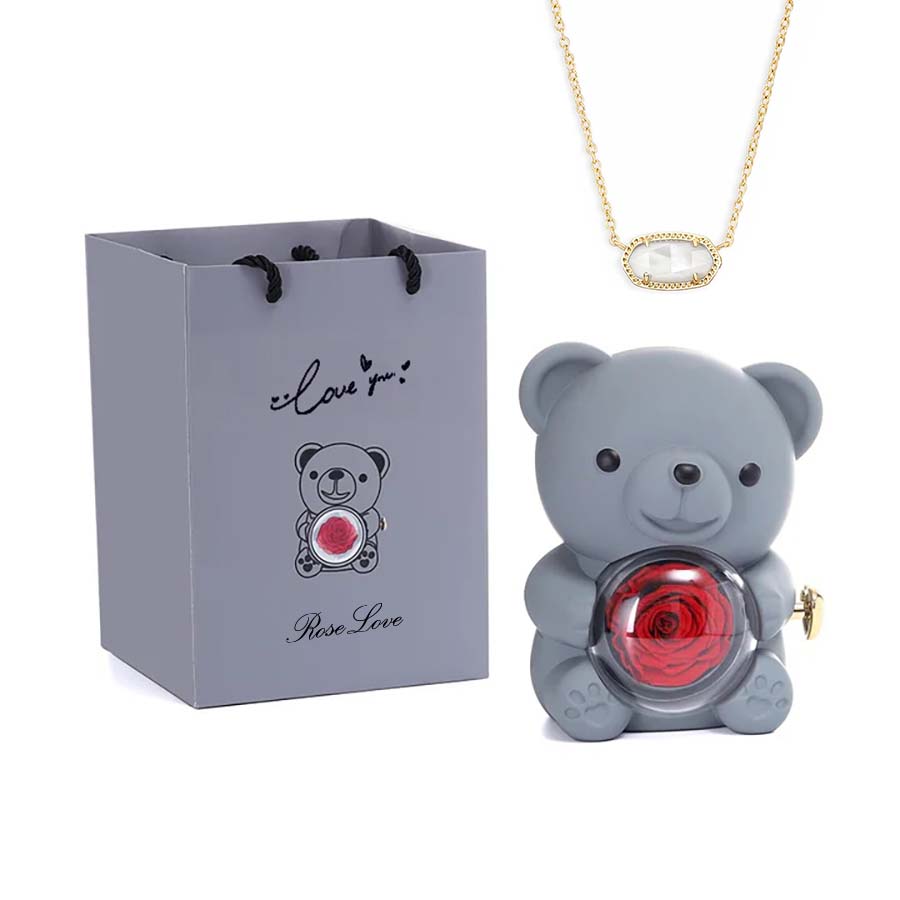 Hug Bear Spin Eternal Flower jewelry box necklace gift