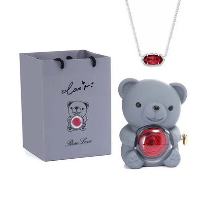 Hug Bear Spin Eternal Flower jewelry box necklace gift